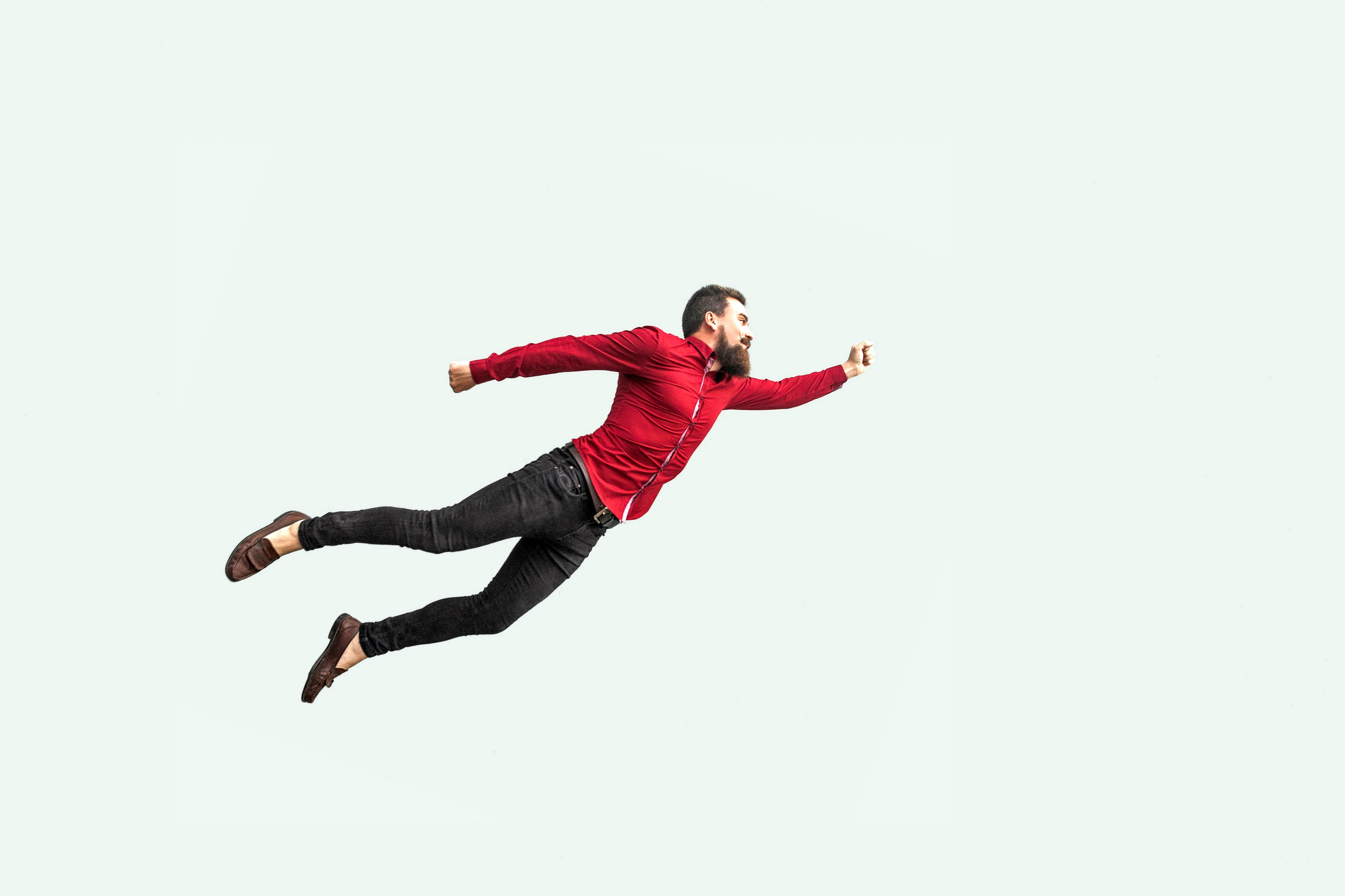 Man jumping through air