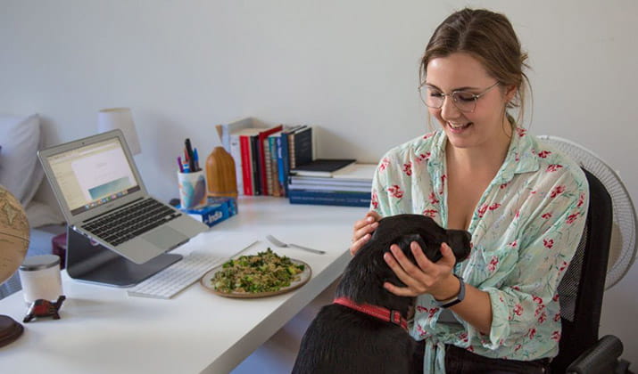 Food and nutrition student Anna Dewar at study desk