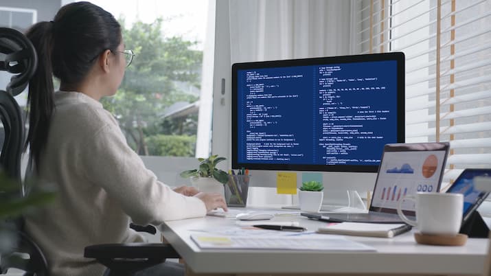 Woman looking at computer screen