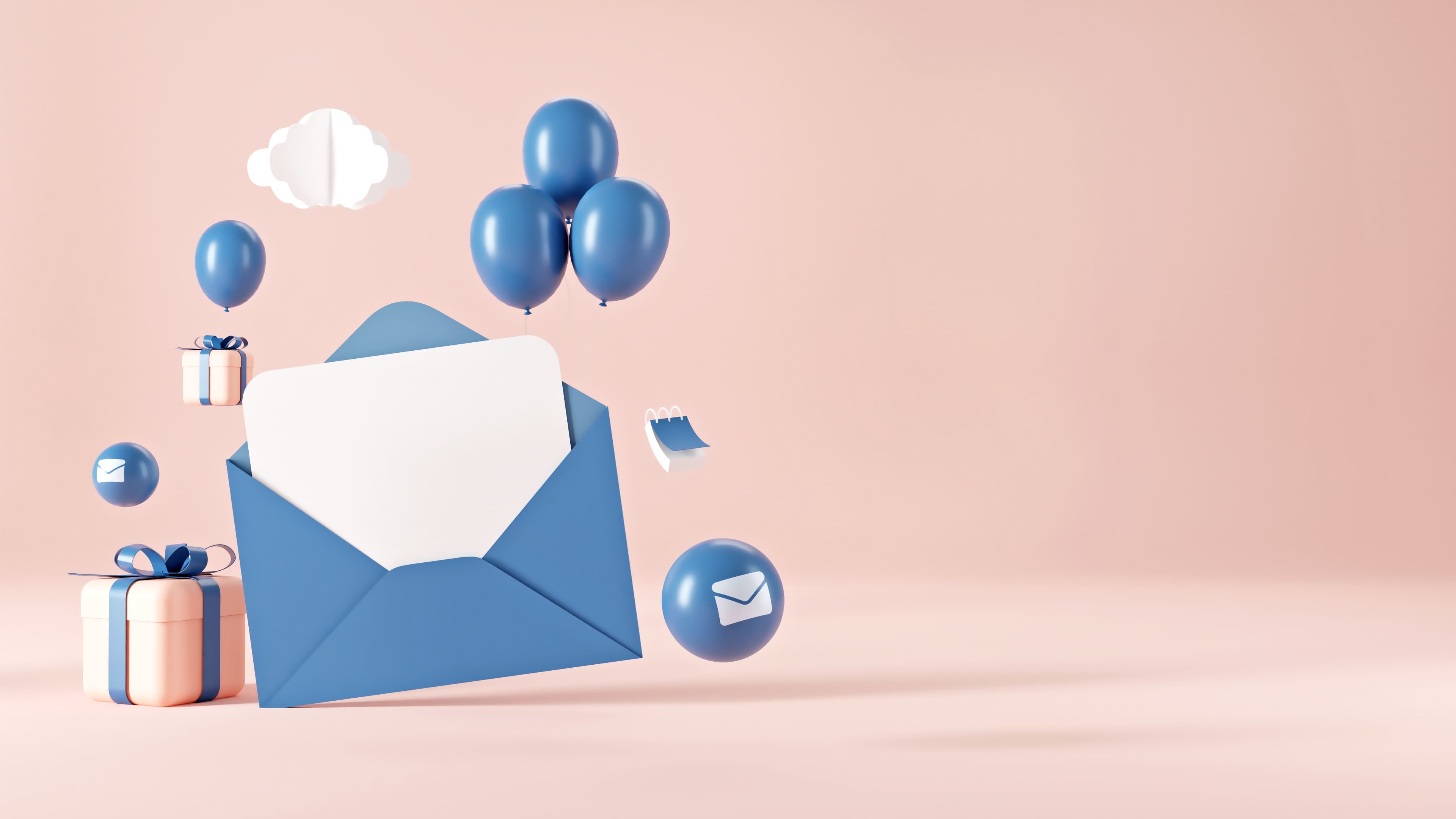 Graphic envelope opened with balloons