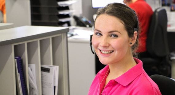 Brooke, Griffith Communications student, at a workstation